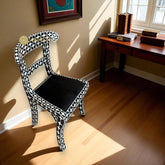 Mother Of Pearl Inlay Star Design Chair Black